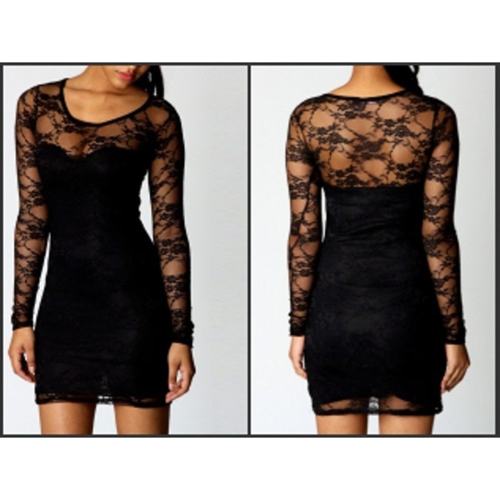 SEXY Black Sexy Women's Ladies Floral Lace Dress